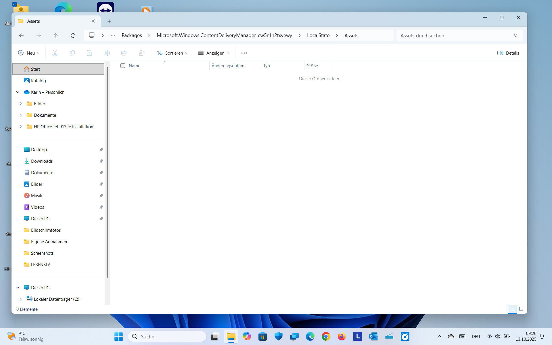 Windows Blickpunkt-Bilddateien über Nacht verschwunden