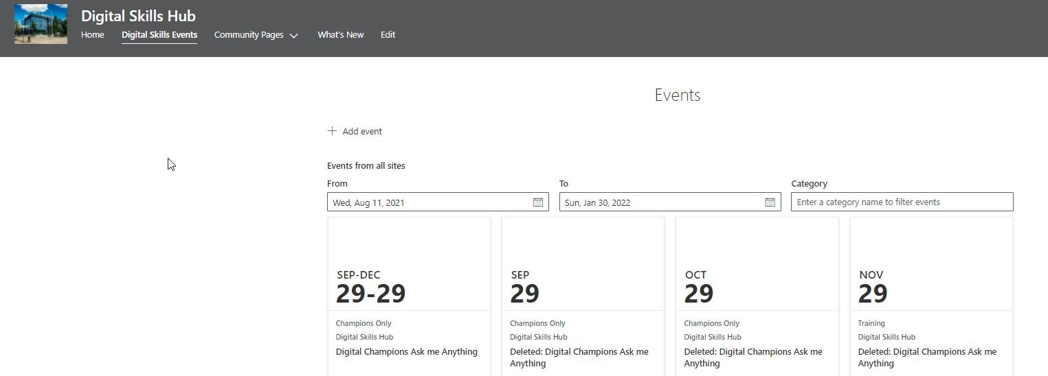 SharePoint Events Page - Microsoft Q&A