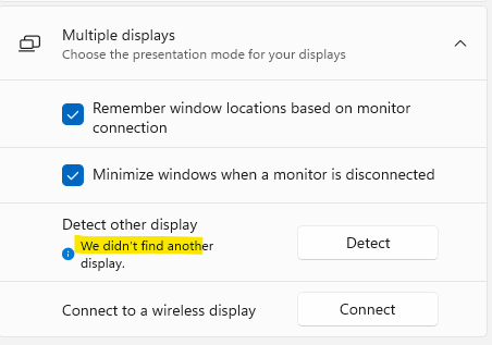 Laptop Display cannot be detected - Microsoft Q&A