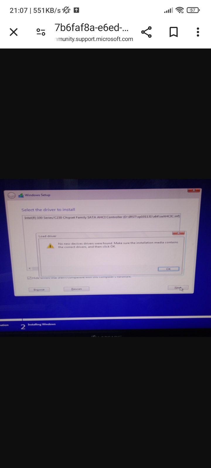 Windows 10 installation problem - Microsoft Q&A