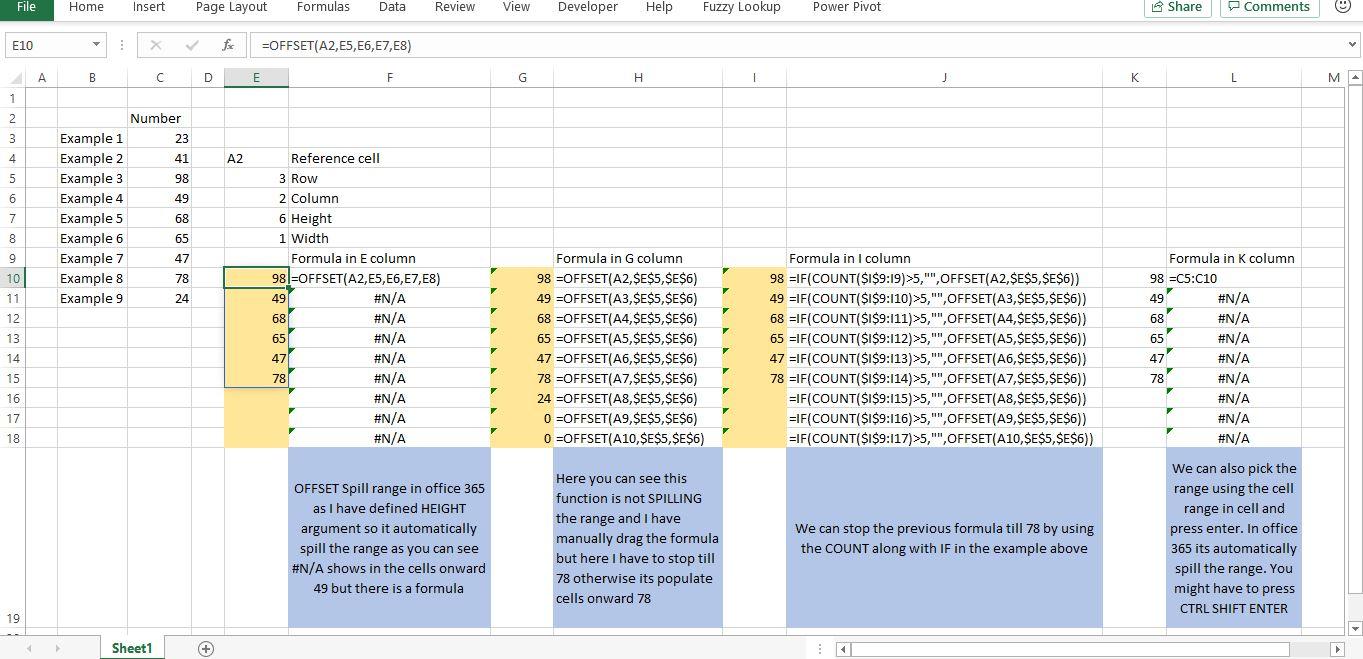 OFFSET array formula not returning multiple values - Microsoft Q&A