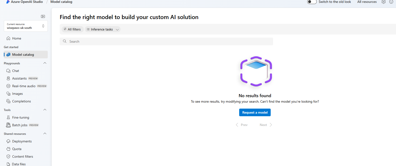 No models in azure openai studio model catalog microsoft q a