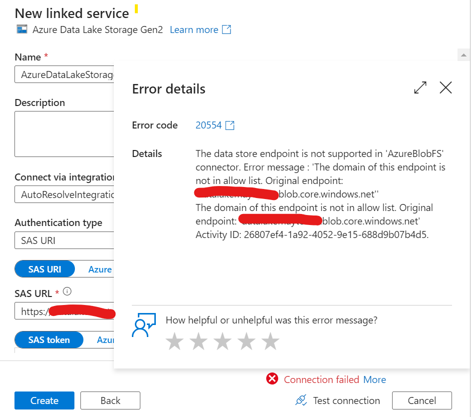 How To Create A Data Lake Gen2 Linked Service In Data Factory Using Sas 