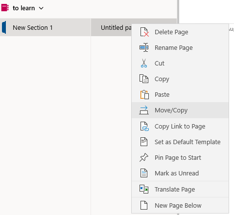How can I COPY a OneNote for Windows 10 page or section ? - Microsoft Q&A