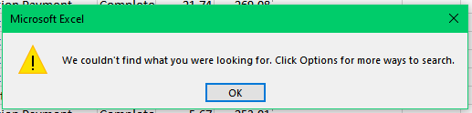 Find in Excel isn't working - Microsoft Q&A
