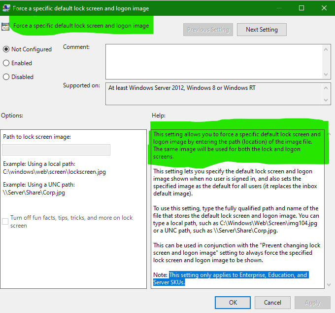 gardin Danser uddybe Windows 10 Lock Screen - Signin Screen Group Policy for Pro Home - Microsoft  Q&A