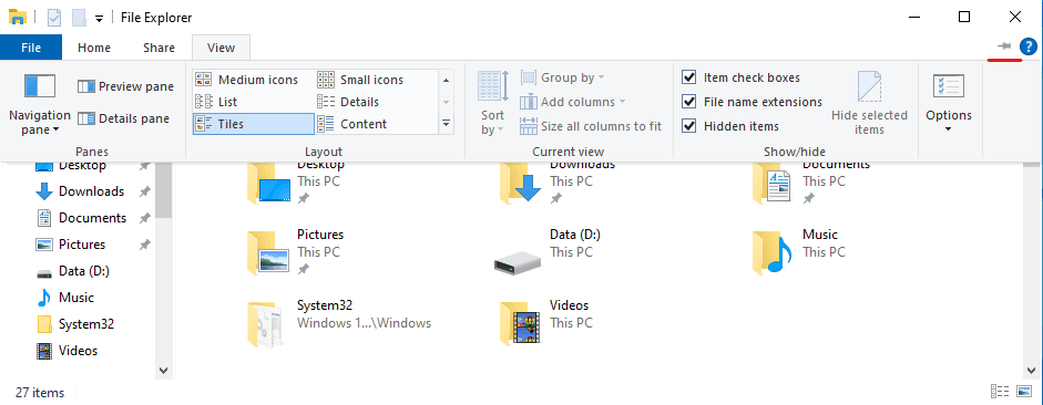 Win10: Looked in Help for Status Bar. Nothing. Yet its under View ...