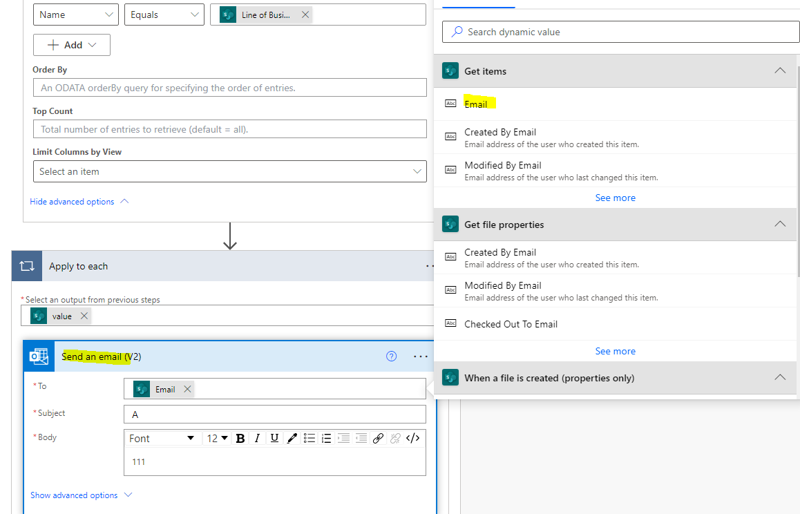Need a Library Flow to send email but get names from another list base ...
