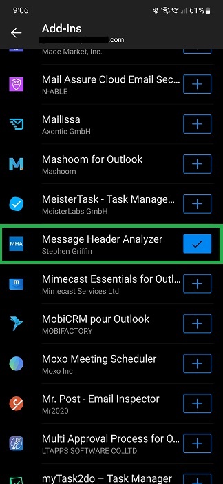Getting Header information in Outlook android app - Microsoft Q&A