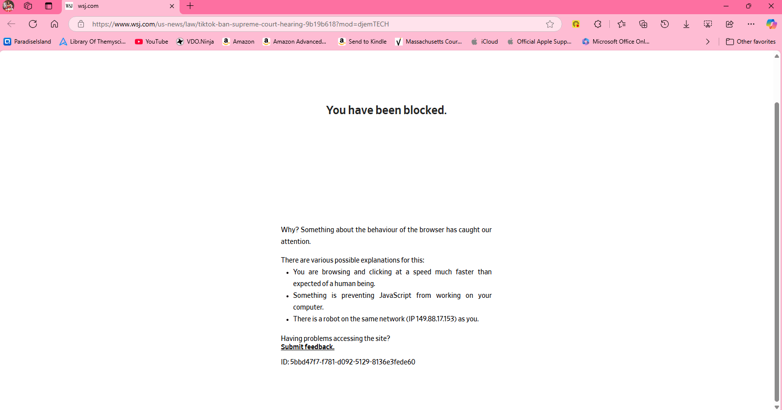 MS Edge ONLY - Getting Blocked error for WSJ - Microsoft Q&A