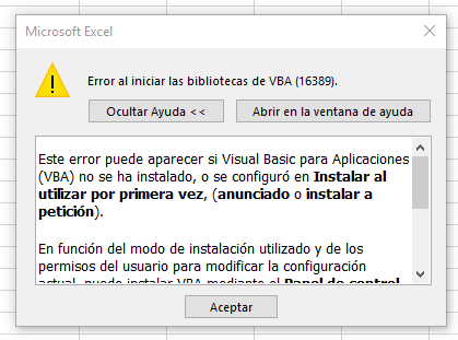 Office 2016 - Excel | No funciona Visual Basic para Aplicaciones ...