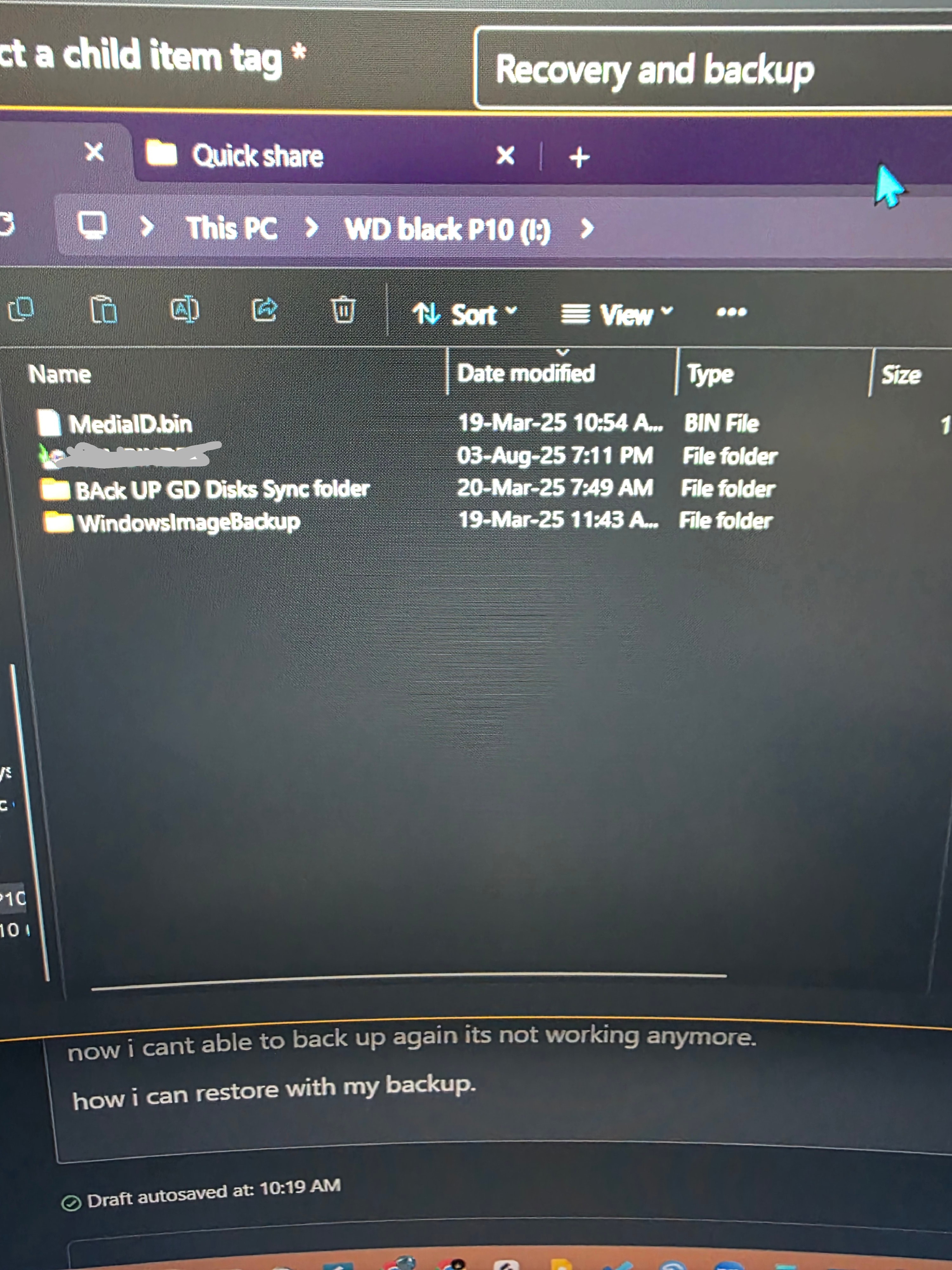 back up not showing in reset option - Microsoft Q&A