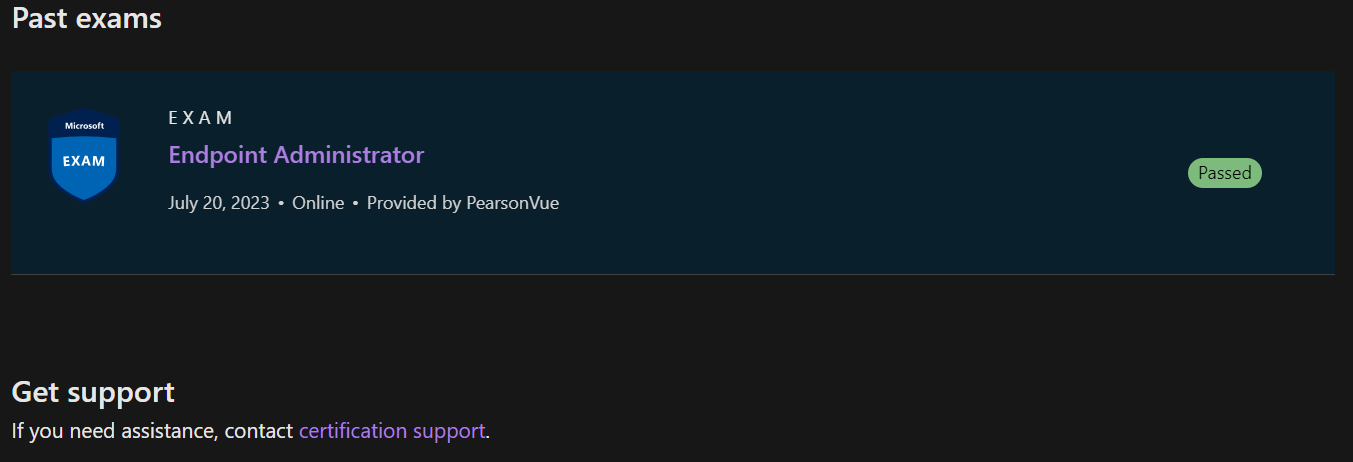 Exam passed, cetification not showing up. - Microsoft Q&A