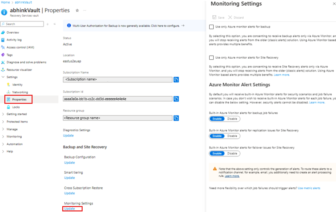 Screenshot shows how to opt out of vault alerts.