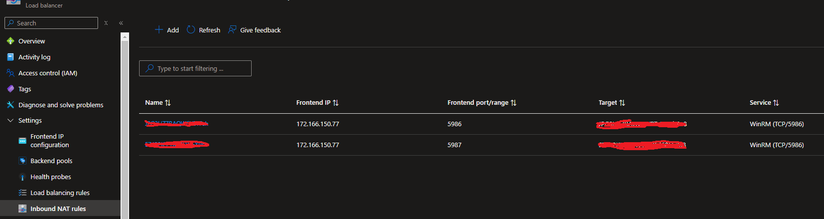 load balancer nat rules