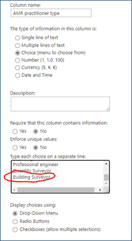 Adding an option to a Choice column in a Sharepoint list doesn't work ...