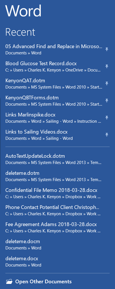 Recent and Pinned Document Display - Microsoft Q&A