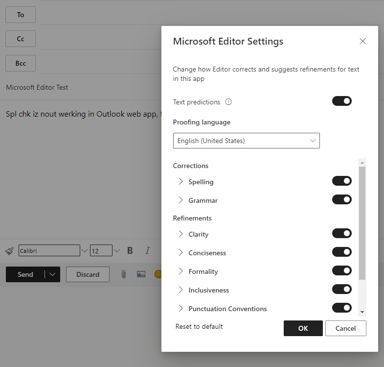 Outlook 365 - Online Microsoft Editor Does not Work - Microsoft Q&A