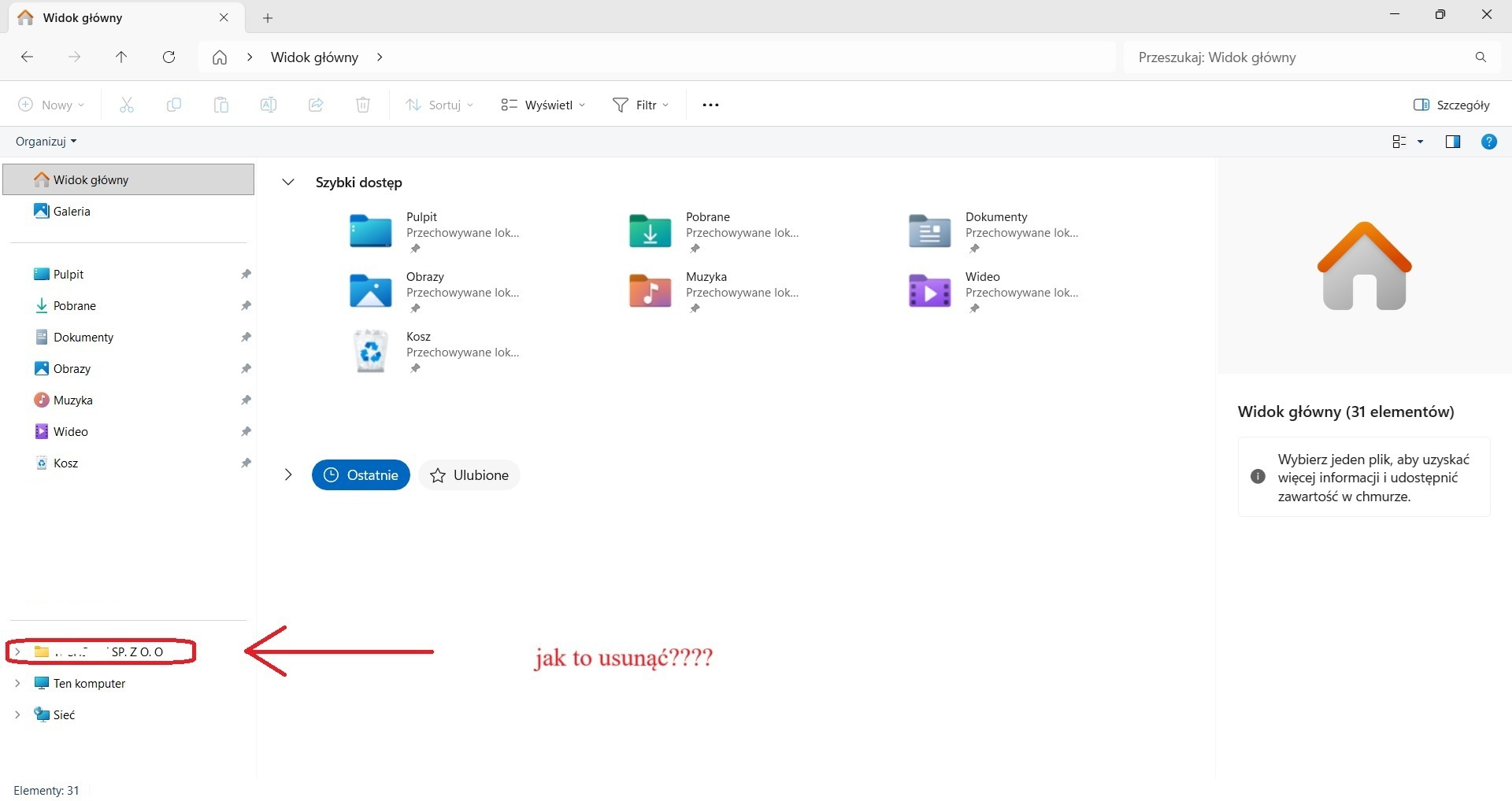 usunuęcie folderów onedrive