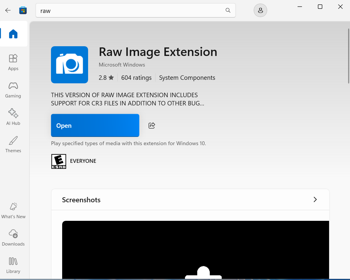 Window 10 RAW파일 안열림 - Microsoft Q&A