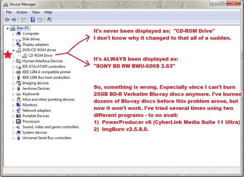 My blu-ray burner isn't working anymore - Microsoft Q&A