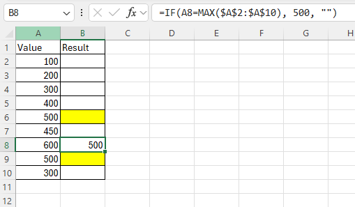 Find the max value of column and enter a different value in a different ...