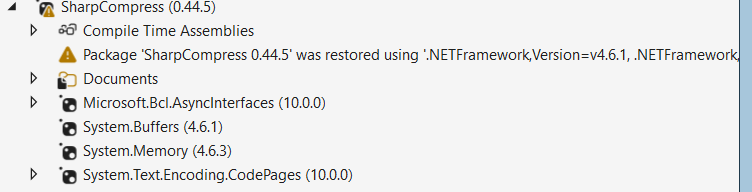 Bug -Move SharpCompress from 0.42.0 to 0.44.5 failed - Microsoft Q&A