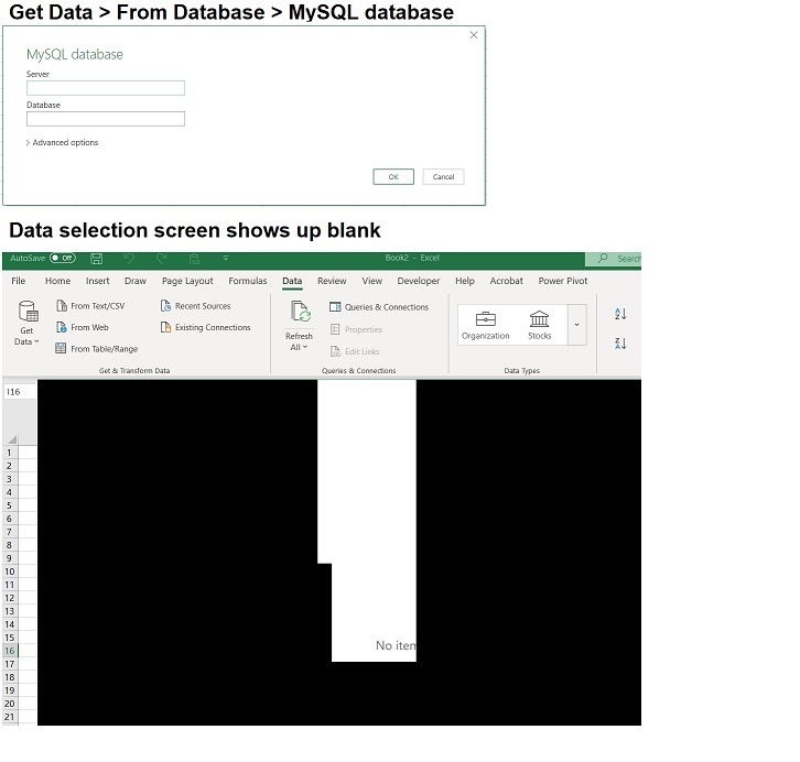 Blank screen when attempting to access data from outside source ...