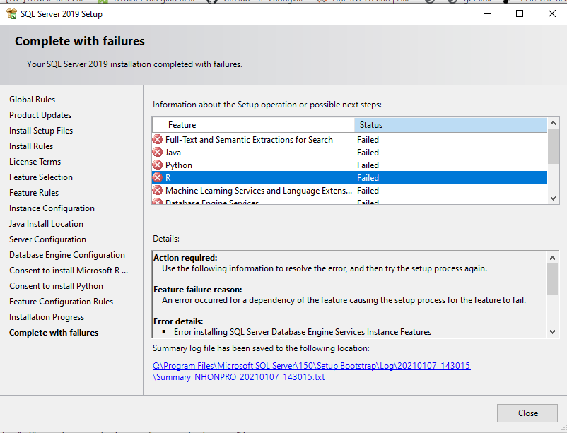Failed to install SQL Express - Microsoft Q&A