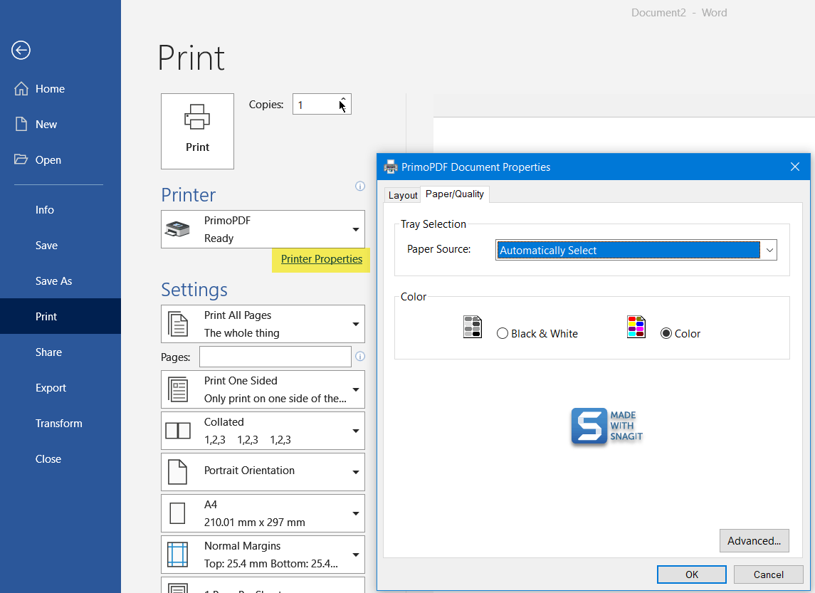 Word not printing in color - Microsoft Q&A