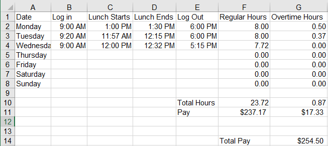 Timesheet over 40 hours per week formula - Microsoft Q&A