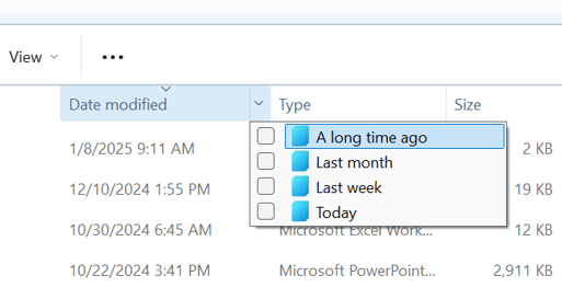 Wondow11 file explorer does not have date and date rage calendar for ...