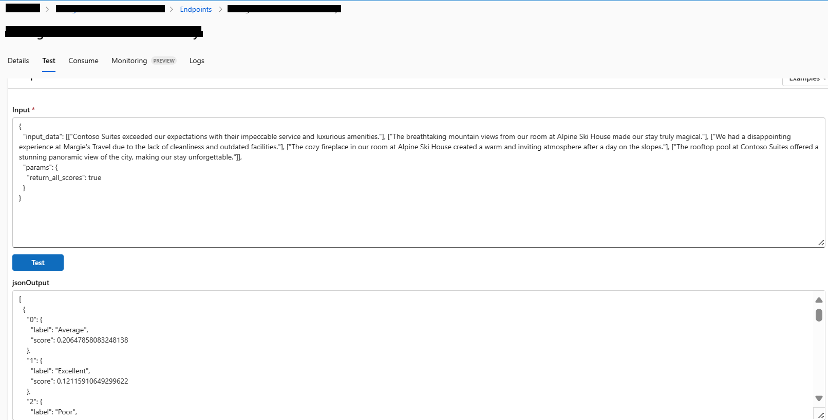 Invalid Input type when testing fine tuned endpoint from MSlearn Demo ...