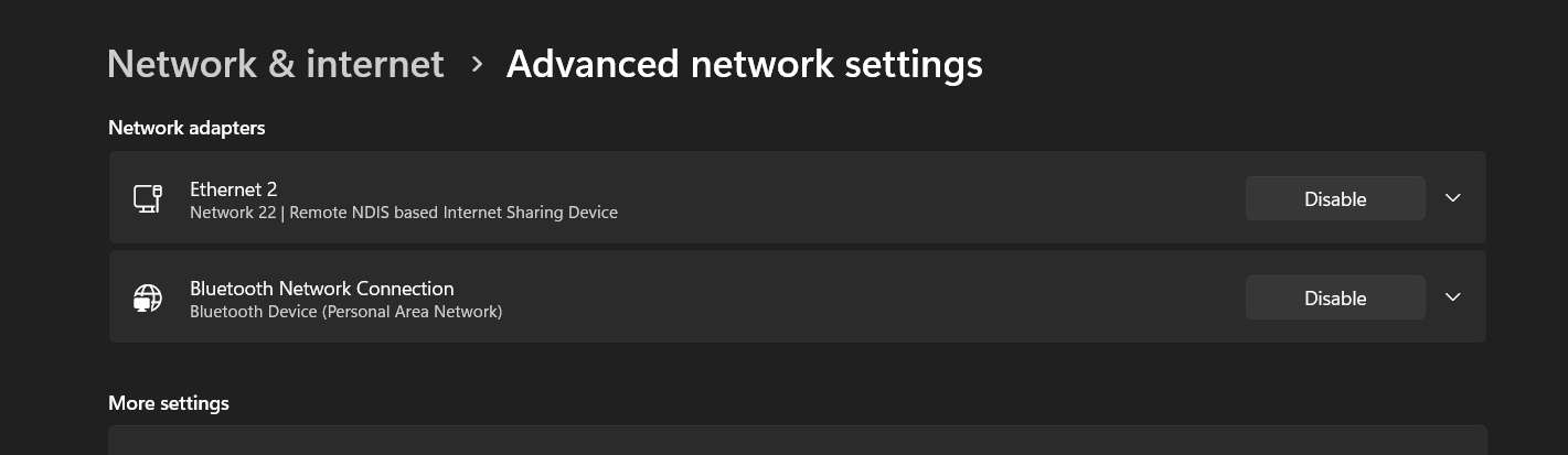 No wifi adpter in settings