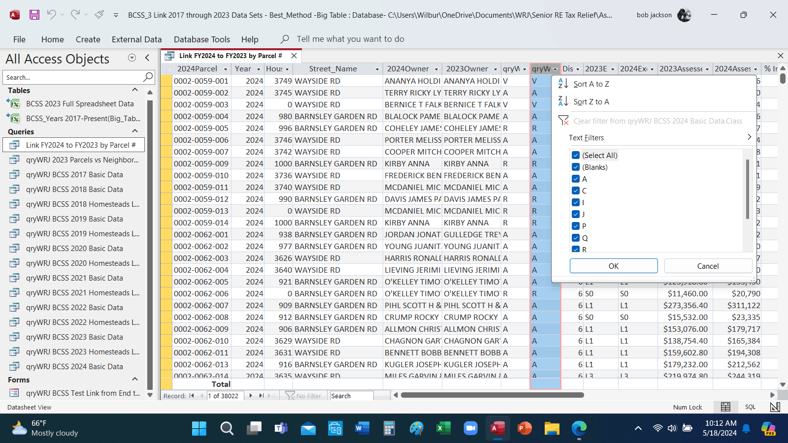 Filtering Fields in ACCESS - Microsoft Q&A