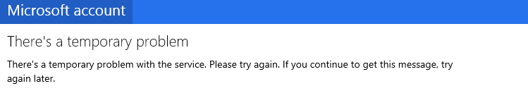 Reset password: There's a temporary problem with the service ...