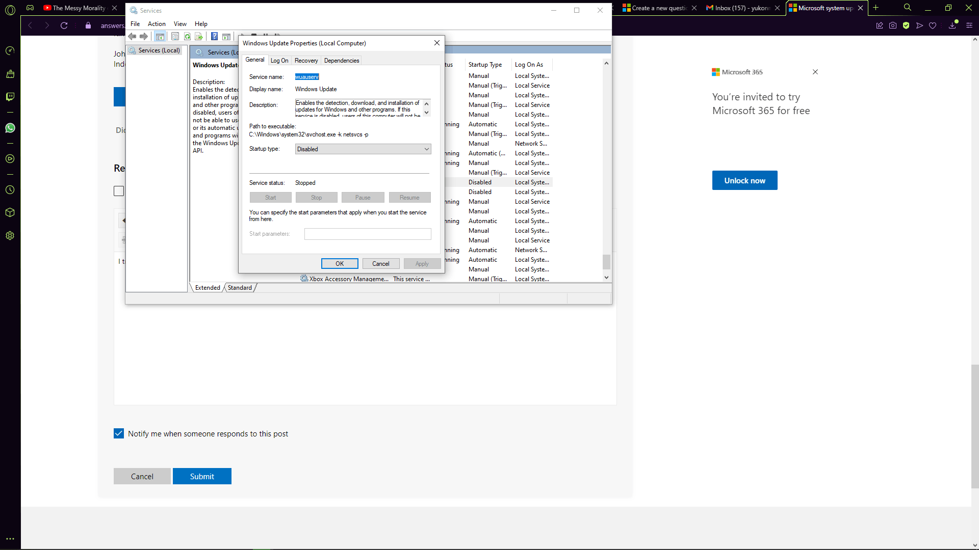 Microsoft system update - One of the update services is not running ...