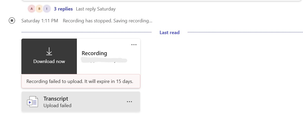 Recording failed to upload - Microsoft Q&A