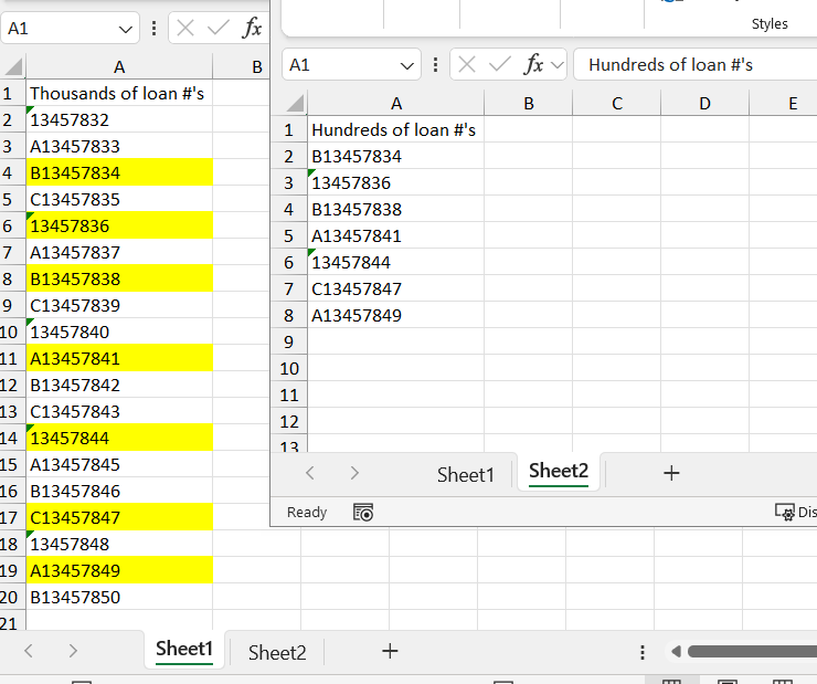Finding Matching Numbers On 2 Spreadsheets - Microsoft Q&A