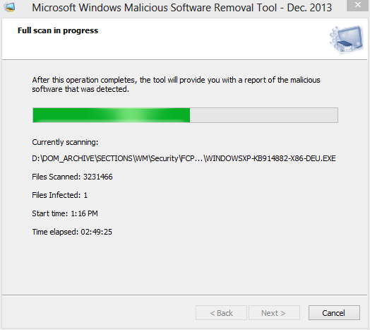 When running the Malicious Software Removal tool, during the scan, says ...