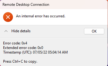 Unable to connect Server With RDP connection - Microsoft Q&A