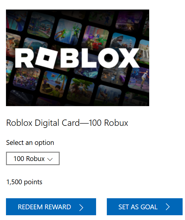 Unable to redeem strange 100 robux page on Microsoft Rewards ...