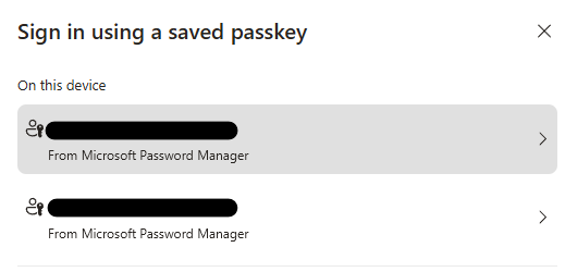 Two same passkeys show up when trying to sign into a website ...
