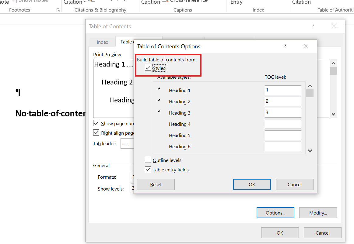 Tables of Contents based on Field Codes only - Microsoft Q&A
