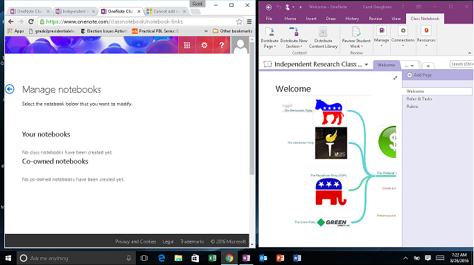 Class Notebook doesn't appear in 