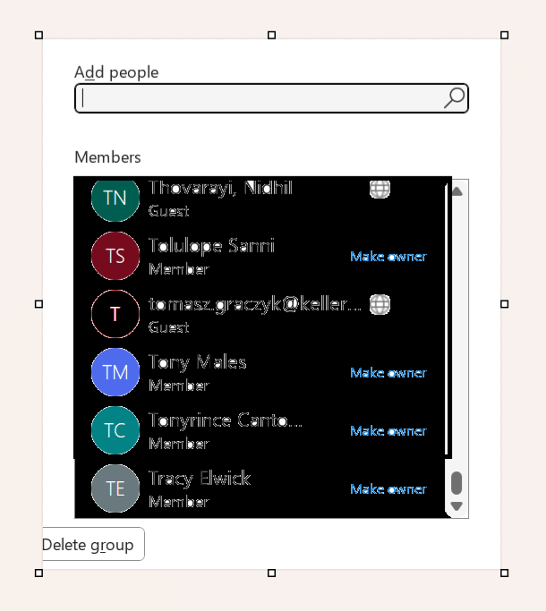 full members list are not showing in editing the outlook group ...