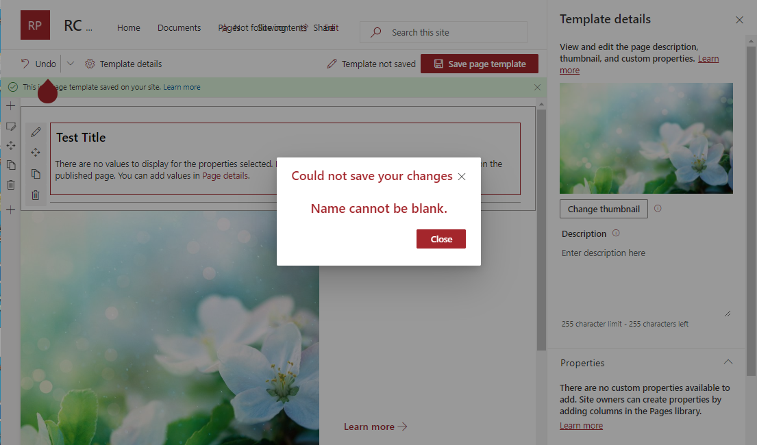 Communication Site - Creating a page template - Microsoft Q&A