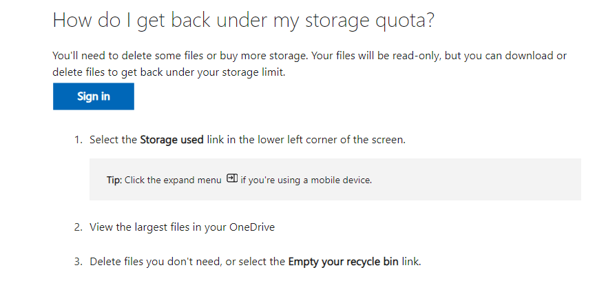 How do I delete files when my Storage over 100 Percent. - Microsoft Q&A