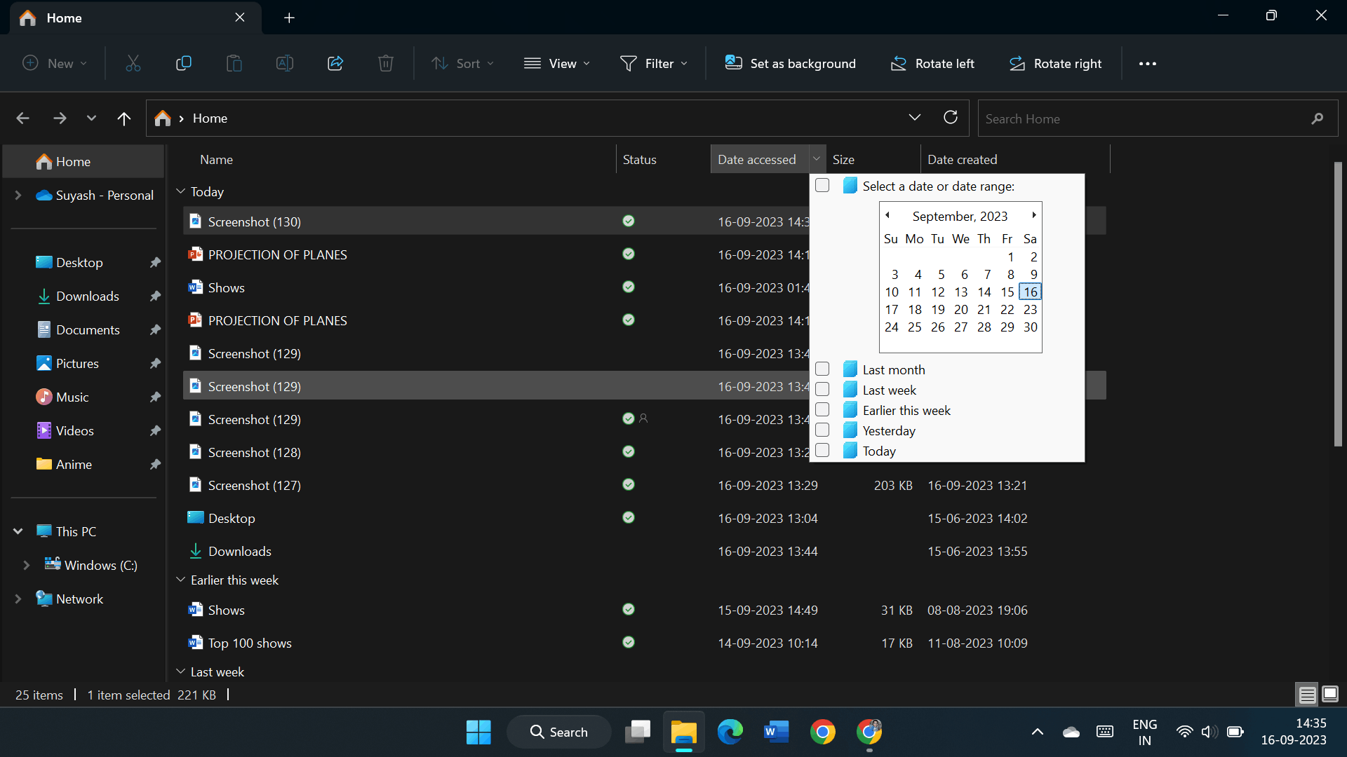 Recent Files in Home are not being arranged according to date last ...