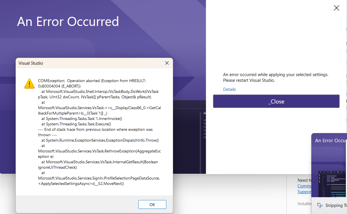 visual-studio-not-opening-after-error-occurred-applying-settings-on